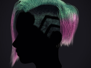 Cyberpunk Hairstyle RealTime Modelo 3D