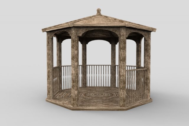 wooden gazebo 3Dモデル .c4d .max .obj .3ds .fbx .stl .blend 