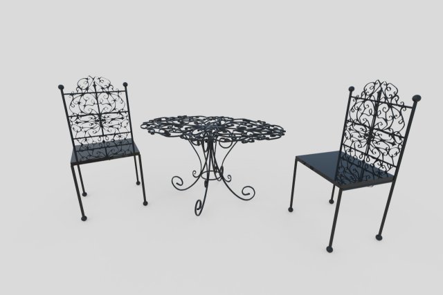 iron table and chairs 3D मॉडल .c4d .max .obj .3ds .fbx .stl .blend 