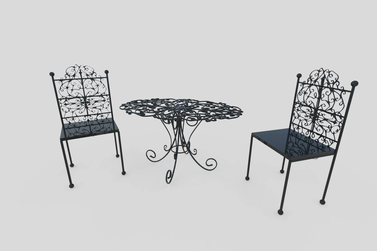 iron table and chairs 3D Model .c4d .max .obj .3ds .fbx .stl .blend