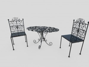iron table and chairs 3D Model