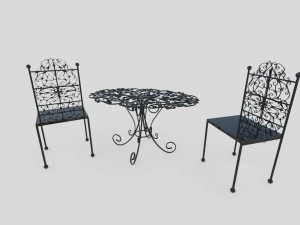鉄のテーブルと椅子 3Dモデル