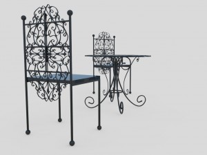 iron table and chairs 3D मॉडल