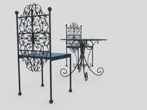 iron table and chairs 3D Model