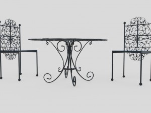iron table and chairs 3D मॉडल