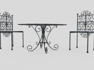 iron table and chairs 3D Model