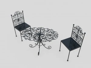iron table and chairs 3D Model