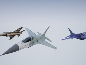 animated jet fighter f-16 falcon low poly 3D Model