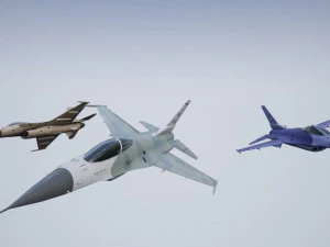 анімований реактивний винищувач f-16 falcon low poly 3D Модель