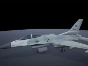 animated jet fighter f-16 falcon low poly 3D Model