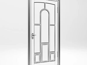 interior door with glass 3D Model