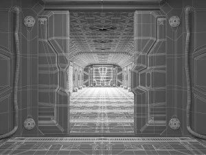 corredor de fic&ccedil;&atilde;o cient&iacute;fica Modelo 3D