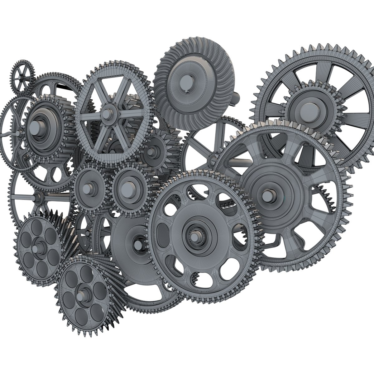 Set of Gears Rigged 3d model. Free download.