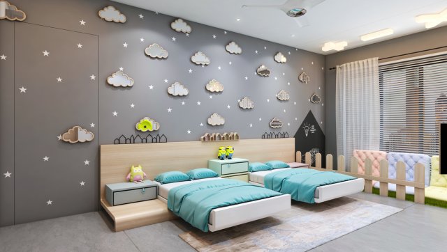 children bedroom Model 3D .c4d .max .obj .3ds .fbx .stl .blend 