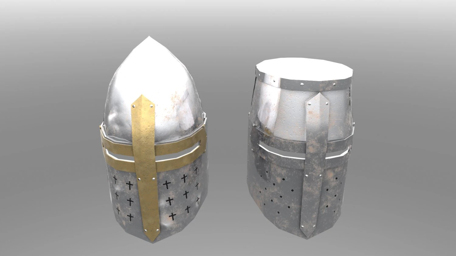 great helms r1 - set of two 3D Model .c4d .max .obj .3ds .fbx .stl .blend 