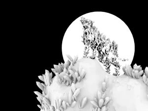 crystal wolf scene 3D Model
