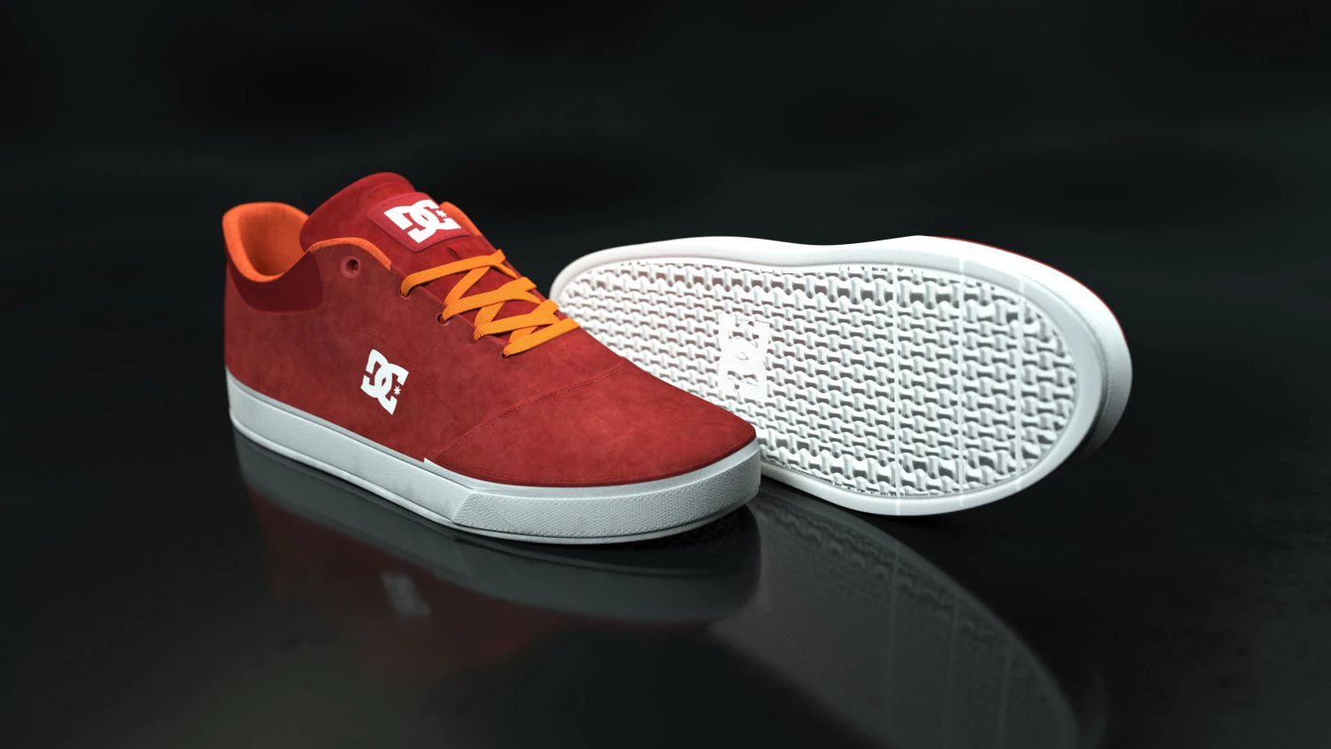 realisitc dc shoes crisis - orange-red 3D Model .c4d .max .obj .3ds .fbx .stl .blend 