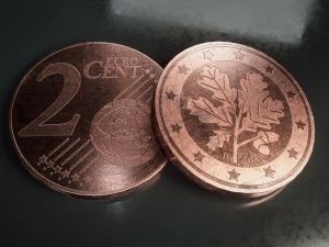 realistic 2 cent - euro - low poly 3D Model