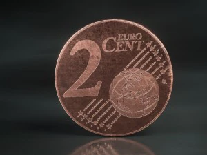 realistic 2 cent - euro - low poly 3D Model