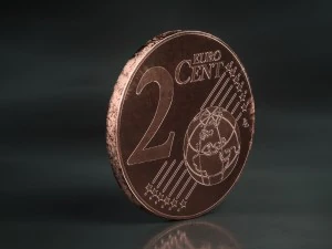 realistic 2 cent - euro - low poly 3D Model