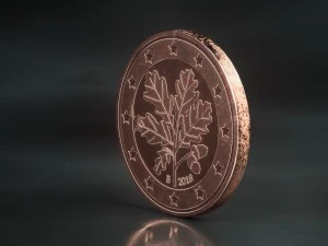 realistic 2 cent - euro - low poly 3D Model
