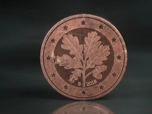 realistic 2 cent - euro - low poly 3D Model