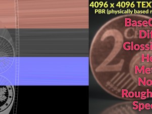 realistic 2 cent - euro - low poly 3D Модель