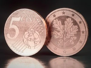 5 centavos realistas - euro - baixo poli Modelo 3D