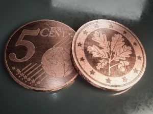 realistic 5 cent - euro - low poly 3D Model