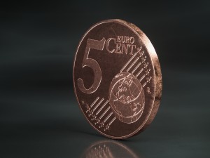 realistic 5 cent - euro - low poly 3D-Modell