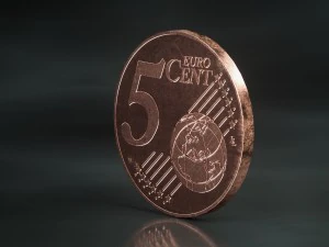 realistic 5 cent - euro - low poly 3D Model