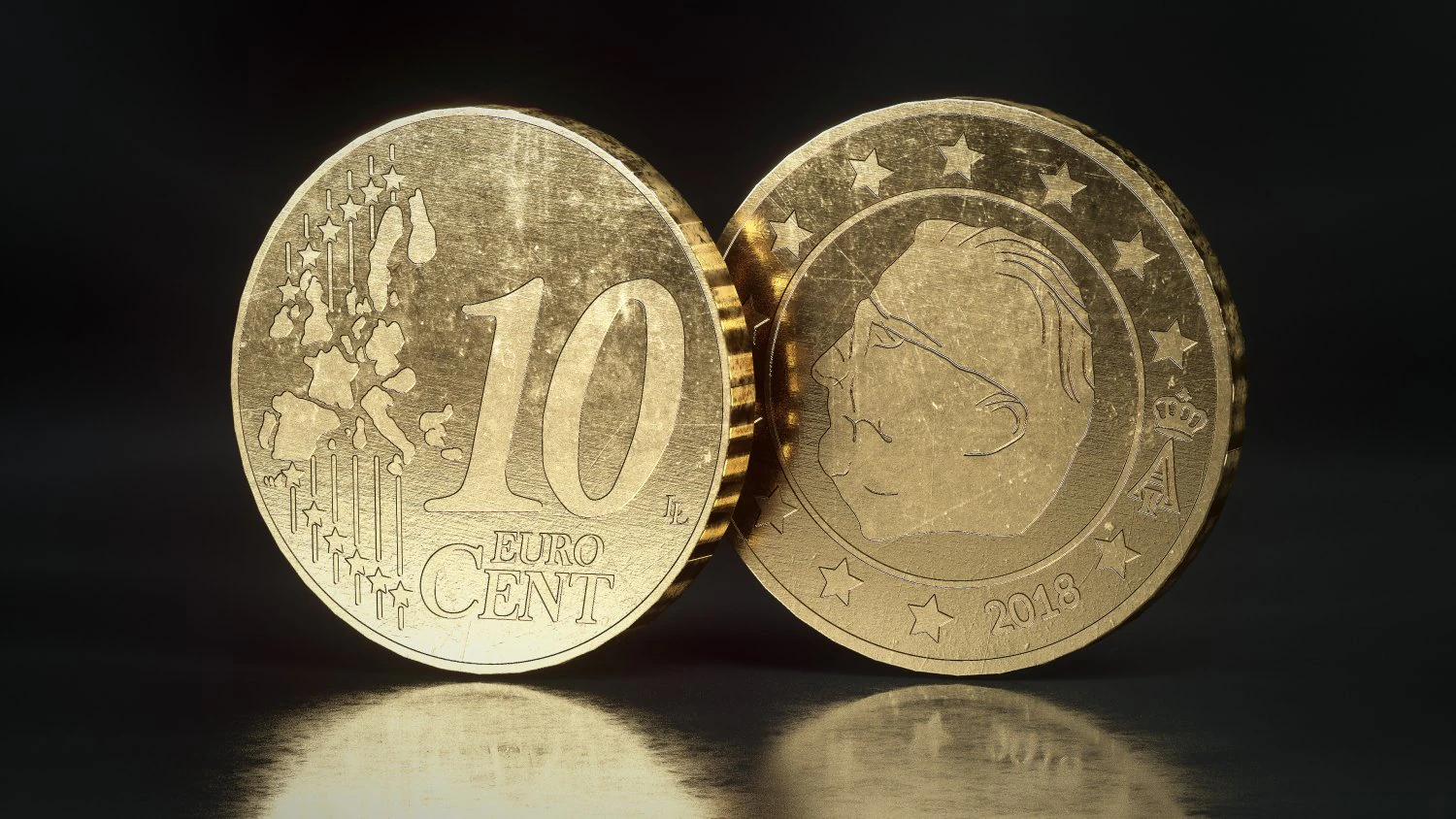 realistic 10 cent - euro - low poly 3D Model .c4d .max .obj .3ds .fbx .stl .blend
