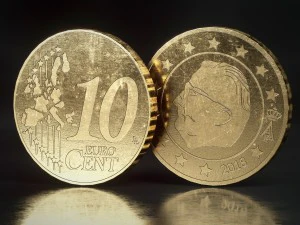 10 centavos realistas - euro - baixo poli Modelo 3D