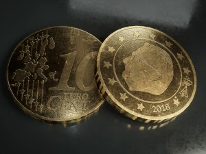 realistic 10 cent - euro - low poly 3D Model