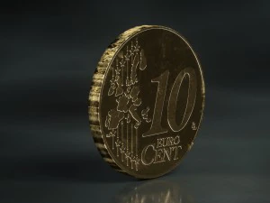realistic 10 cent - euro - low poly 3D Model