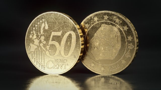 realistic 50 cent - euro - low poly Model 3D .c4d .max .obj .3ds .fbx .stl .blend 