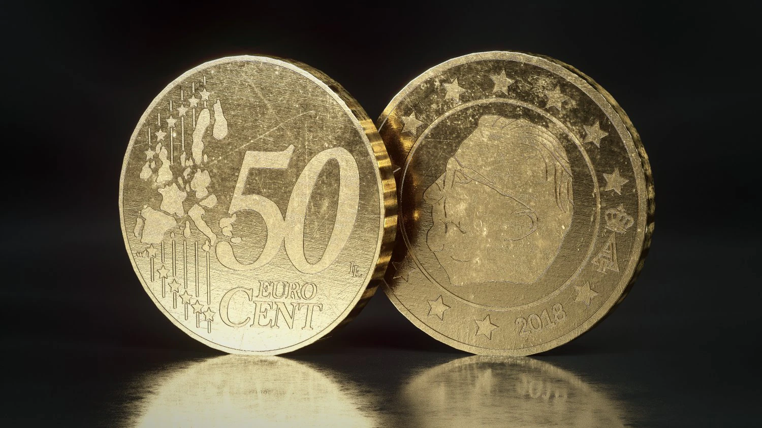 realistic 50 cent - euro - low poly 3D Model .c4d .max .obj .3ds .fbx .stl .blend