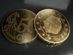 realistic 50 cent - euro - low poly 3D Model