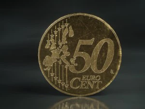 realistic 50 cent - euro - low poly 3D Model
