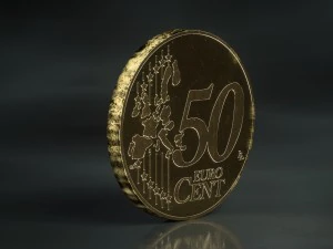 realistic 50 cent - euro - low poly 3D Model
