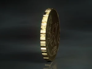 realistic 50 cent - euro - low poly 3D Model