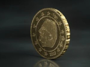 realistic 50 cent - euro - low poly 3D Model