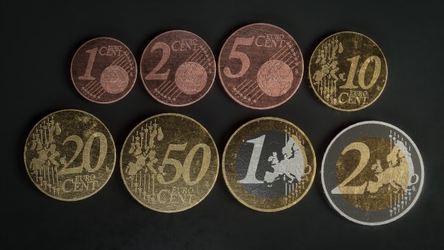 realistic euro coins - low poly s 3D मॉडल .c4d .max .obj .3ds .fbx .stl .blend 