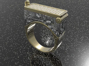 Anel grande gravado 3D pronto para edição e impressão Modelo 3D