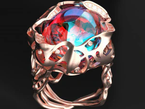 Root Stone Ring 3D Ready for Edit and print 3D Model