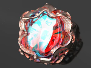 Root Stone Ring 3D Ready for Edit and print 3D Model