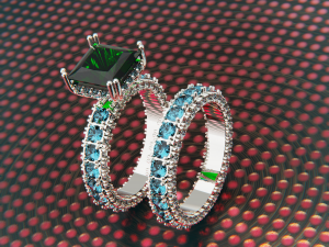 Solitaire Diamond and Emerald Ring 3D Ready for Print and Fix Modelo 3D