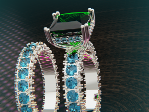 Solitaire Diamond and Emerald Ring 3D Ready for Print and Fix Modelo 3D