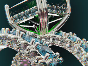 Solitaire Diamond and Emerald Ring 3D Ready for Print and Fix Modelo 3D