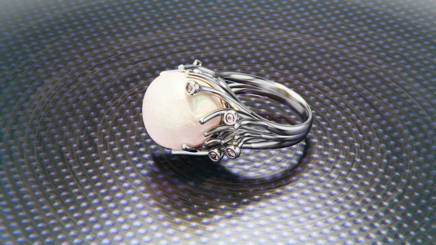 Tahiti Pearl Ring 3D Ready for Edit and print 3D Model .c4d .max .obj .3ds .fbx .stl .blend
